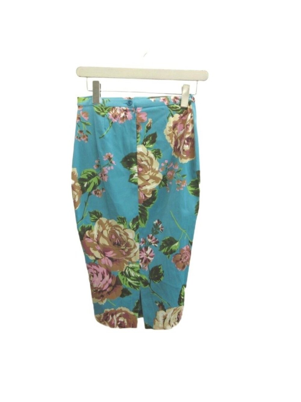 Dolce & Gabbana D&G Pencil Skirt Light Blue Flower Pattern Rose Midi GY 74 38